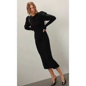 Toccin Violet Cable Midi Dress in Black Size S